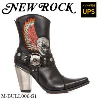 M.BULL006-S1 ITALI NEGRO PITONE NEGRO BORDADOS CALAVERA GRIS